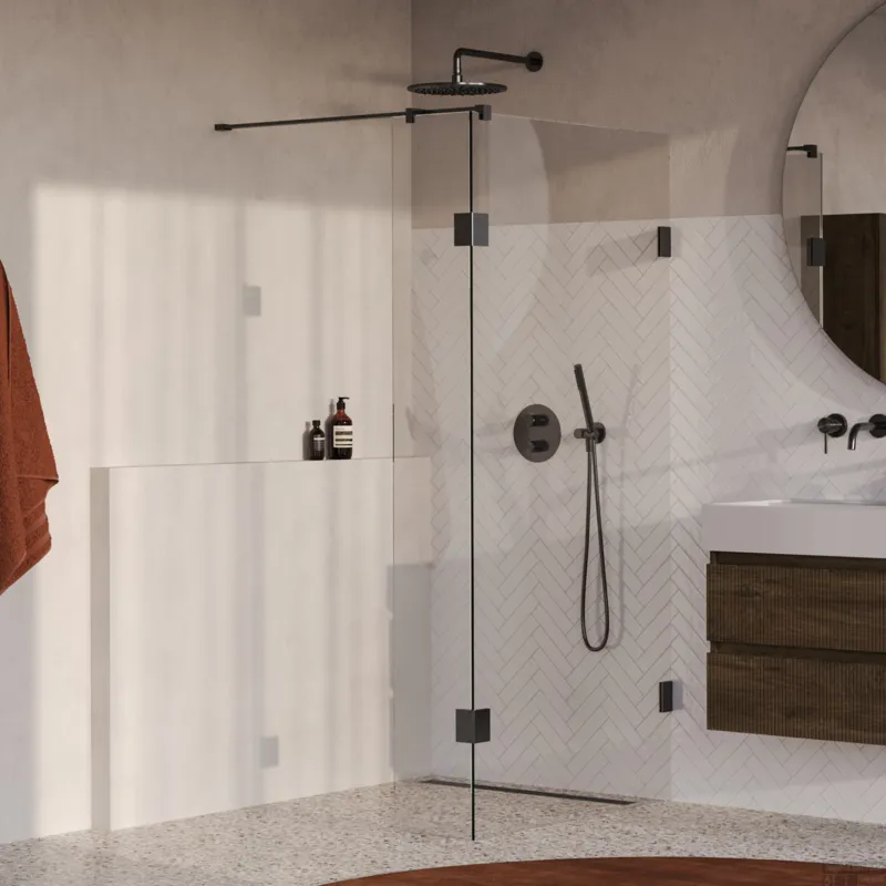 Lage Kosten BRAUER Void inloopdouche helder glas 90x200 met 40 zijwand incl. glascoating PVD gunmetal geborsteld