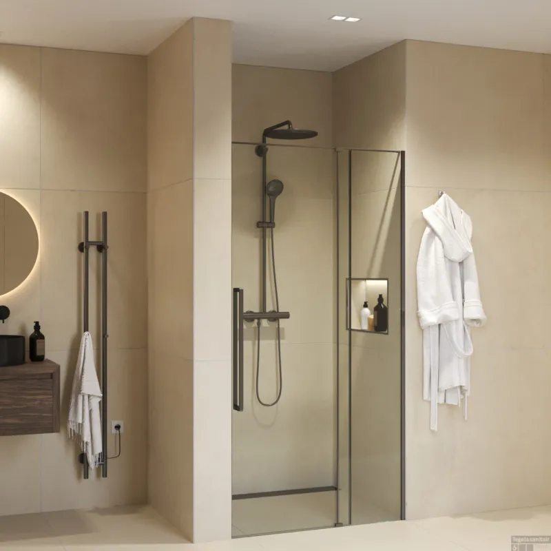 Nisdeur Sanivo Sena Met Vast Paneel Helder Glas 130x200 cm Met Montageset Gunmetal Premium