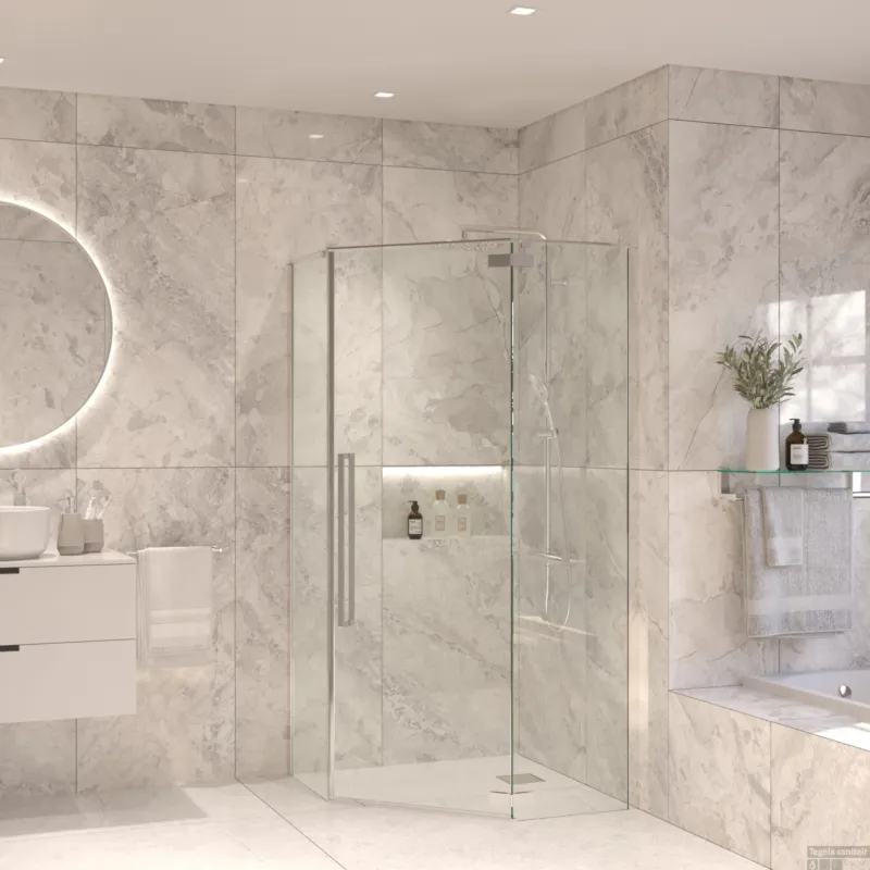 Vijfhoekige Douchecabine Sanivo Vigo 90x90x200 cm Chroom Populair