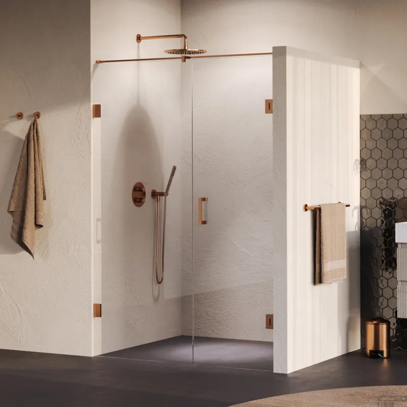 BRAUER Void nisdeur 2-delig helder glas 140x200 omkeerbaar met draaideur 70 aan muur incl. glascoating PVD koper Express Levering