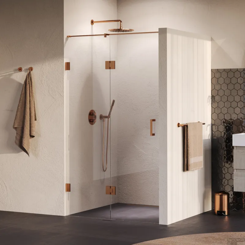BRAUER Void nisdeur 2-delig helder glas 120x200 omkeerbaar met draaideur 60 aan glas incl. glascoating PVD koper Favoriet