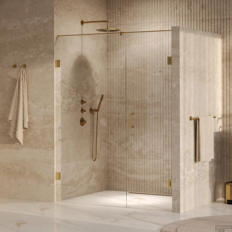 BRAUER Void nisdeur 2-delig helder glas 150x200 omkeerbaar met draaideur 70 aan muur incl. glascoating PVD goud Hoge Kwaliteit