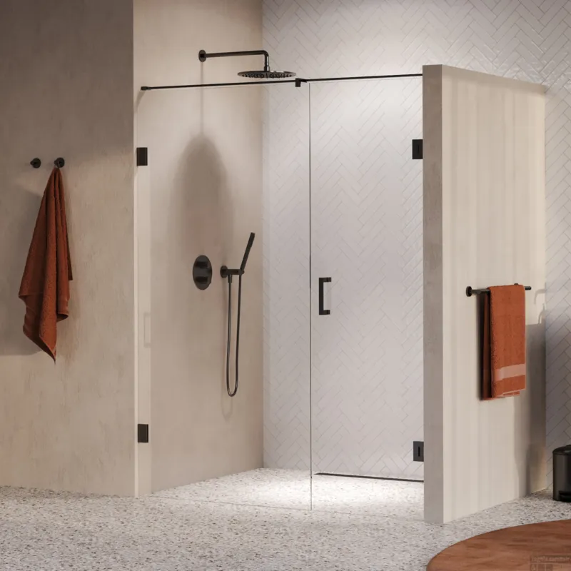 Actieprijs BRAUER Void nisdeur 2-delig helder glas 150x200 omkeerbaar met draaideur 70 aan muur incl. glascoating PVD gunmetal