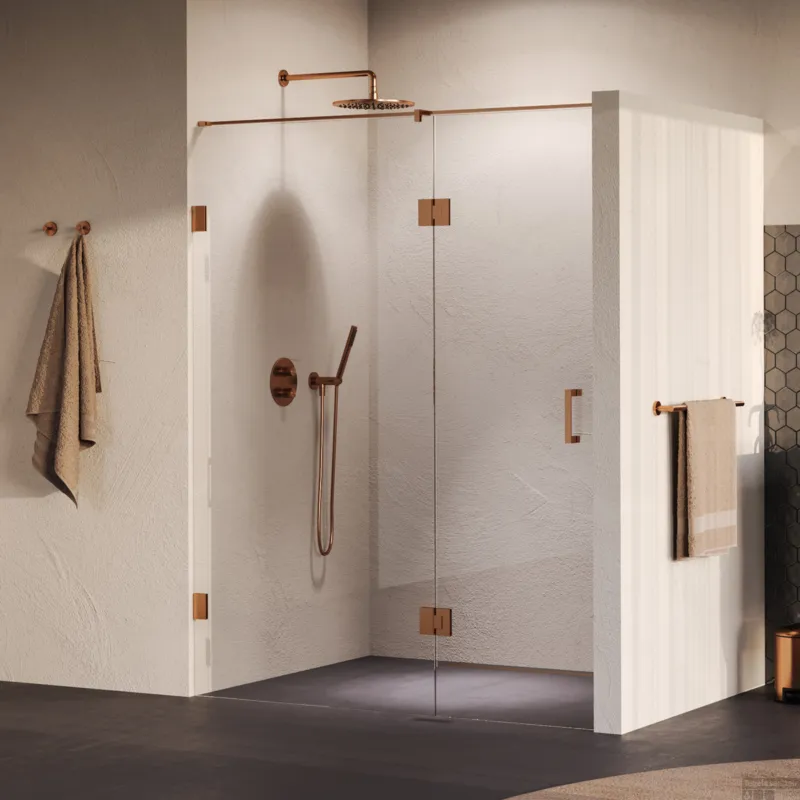 Merkproduct BRAUER Void nisdeur 2-delig helder glas 150x200 omkeerbaar met draaideur 70 aan glas incl. glascoating PVD koper