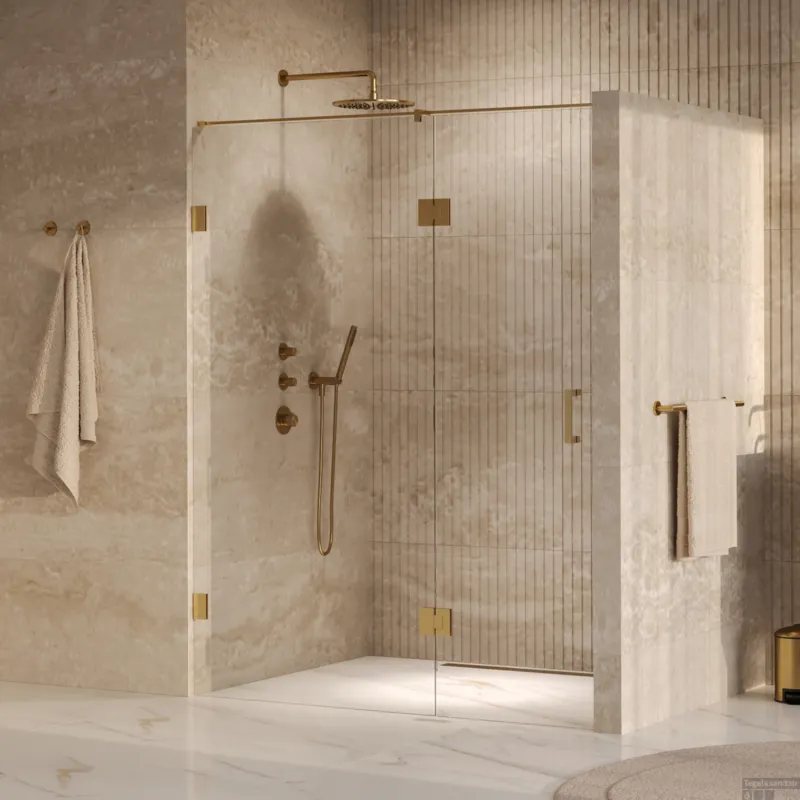 BRAUER Void nisdeur 2-delig helder glas 150x200 omkeerbaar met draaideur 70 aan glas incl. glascoating PVD goud Direct Beschikbaar