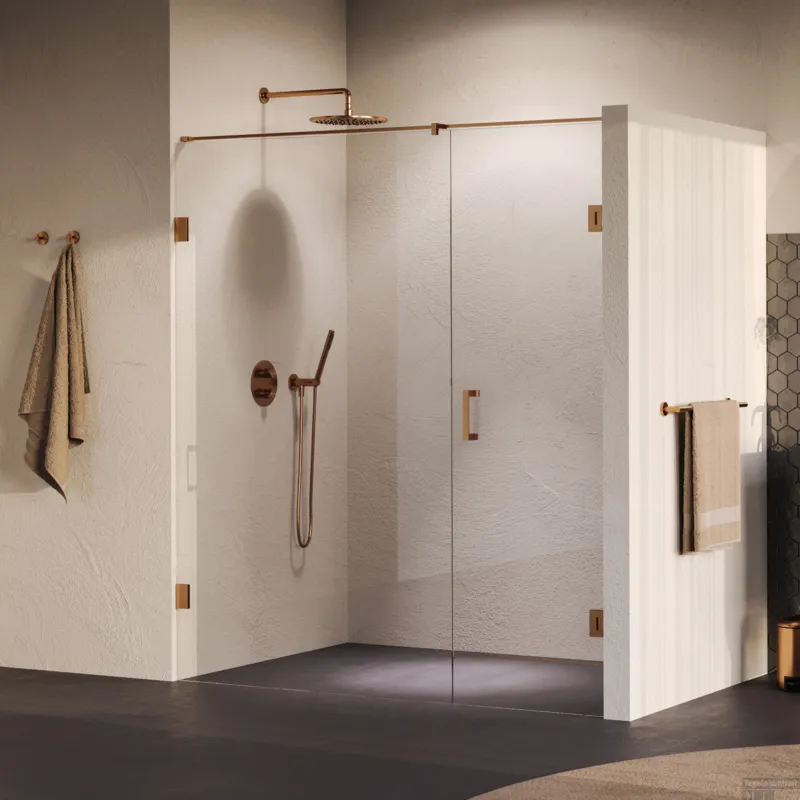 BRAUER Void nisdeur 2-delig helder glas 180x200 omkeerbaar met draaideur 70 aan muur incl. glascoating PVD koper Nieuw