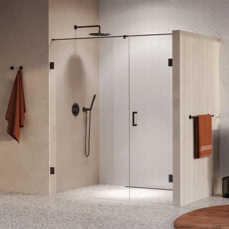 Merkproduct BRAUER Void nisdeur 2-delig helder glas 180x200 omkeerbaar met draaideur 70 aan muur incl. glascoating PVD gunmetal