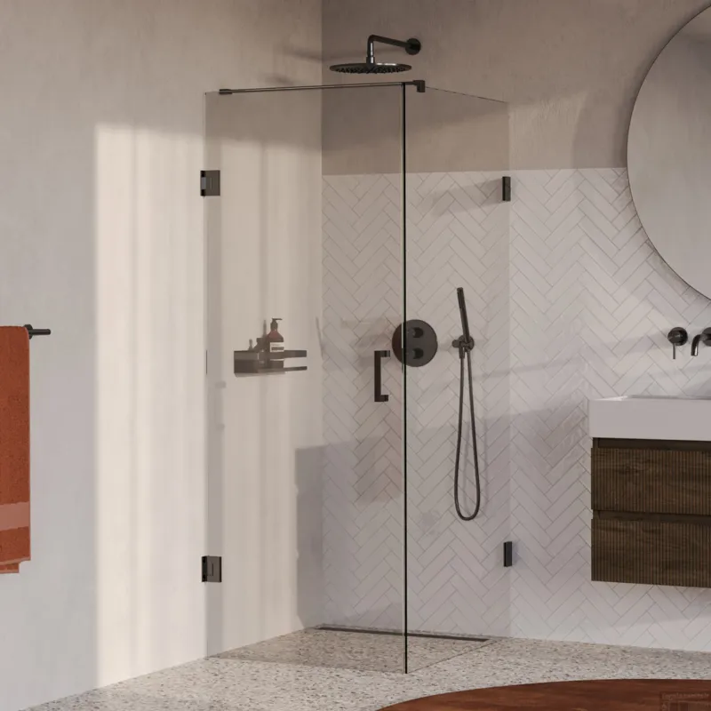 BRAUER Void douchecabine met draaideur helder glas 90x100x200 incl. glascoating PVD gunmetal geborsteld Betrouwbaar