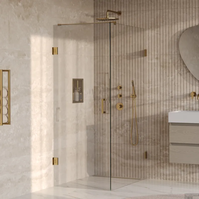 BRAUER Void douchecabine met draaideur helder glas 80x120x200 incl. glascoating PVD goud geborsteld Lage Prijs