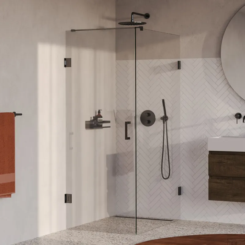BRAUER Void douchecabine met draaideur helder glas 80x120x200 incl. glascoating PVD gunmetal geborsteld Shop Nu