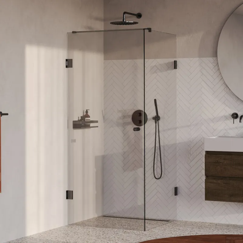 BRAUER Void Carving douchecabine met draaideur helder glas 80x80x200 incl. glascoating PVD gunmetal geborsteld Speciale Aanbieding