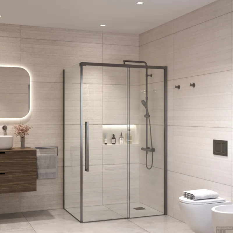 Exclusieve Aanbieding Douchecabine Sanivo Nova Soft Close Gunmetal Helder Glas (Alle Maten)