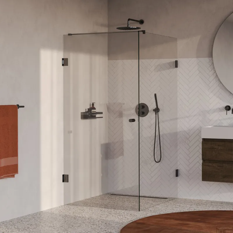 BRAUER Void Carving douchecabine met draaideur helder glas 100x120x200 incl. glascoating PVD gunmetal geborsteld Bestseller