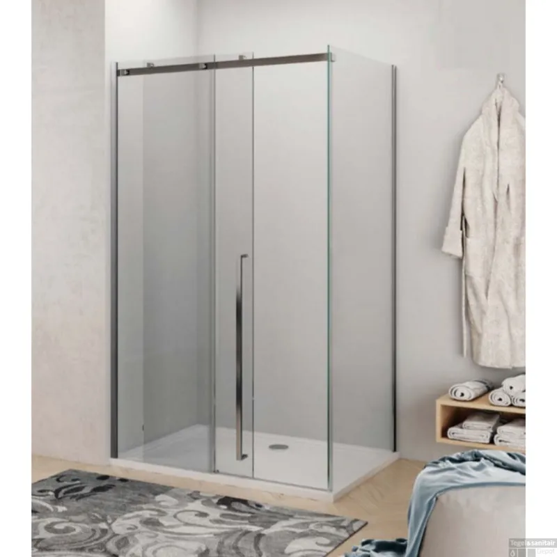 Douchecabine Lacus La Maddalena 150 cm Schuifdeur met Zijwand RVS Profiel Premium