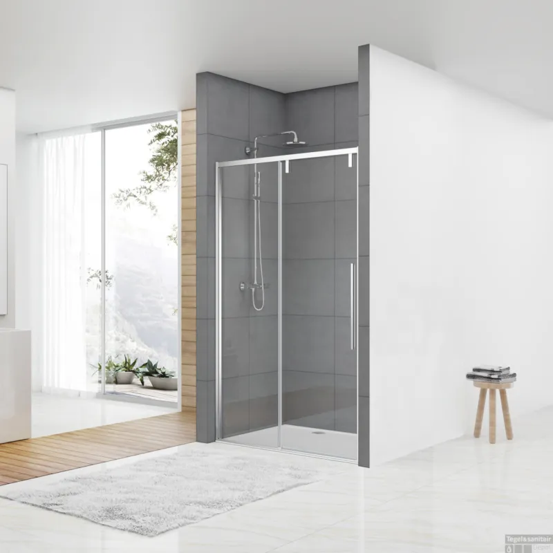 Nisdeur Van Rijn ST06 Schuifdeur Met Vaste Wand 140x200 cm 8 mm Soft Close Chroom Koop Online