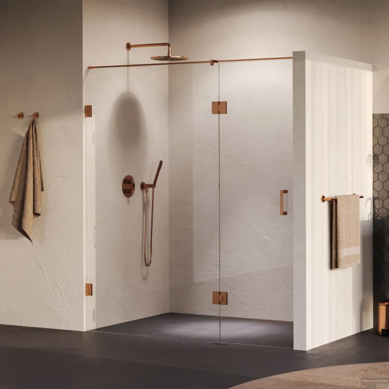 BRAUER Void nisdeur 2-delig helder glas 180x200 omkeerbaar met draaideur 70 aan glas incl. glascoating PVD koper Meest Verkocht