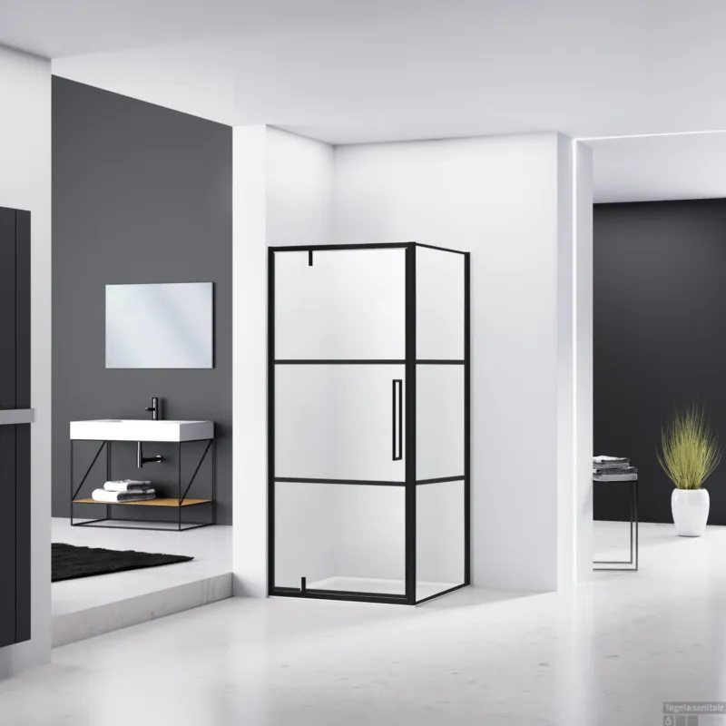 Hoek Douchecabine Van Rijn ST04 Helder Glas 90x100x200 cm 6 mm Aluminium Zwart Superprijs