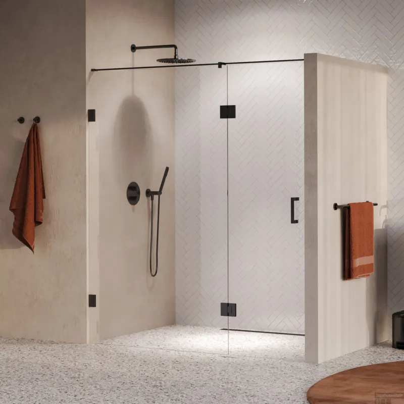 BRAUER Void nisdeur 2-delig helder glas 180x200 omkeerbaar met draaideur 70 aan glas incl. glascoating PVD gunmetal Voordeelprijs