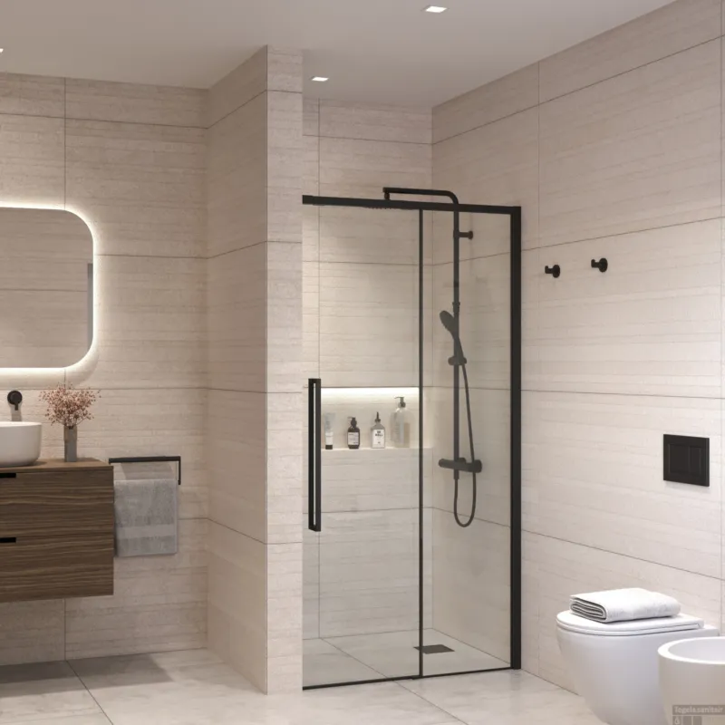 Gereduceerde Prijs Nisdeur Sanivo Nova Soft Close 150x200 cm Mat Zwart Helder Nano 8 mm