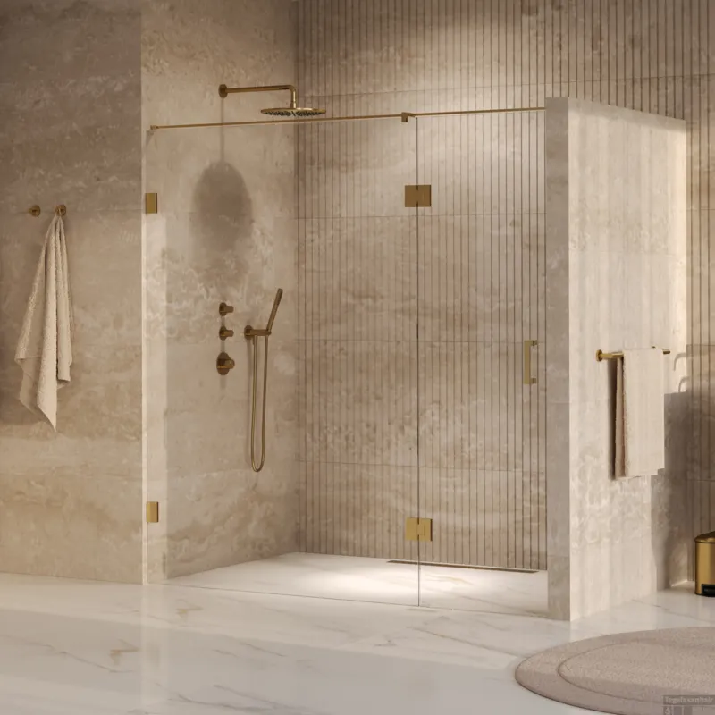 BRAUER Void nisdeur 2-delig helder glas 190x200 omkeerbaar met draaideur 70 aan glas incl. glascoating PVD goud Laatste Kans