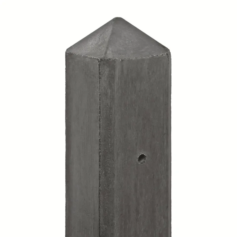 Goedkoop Betonpaal antraciet lichtgewicht met diamantkop en vellingkant - 10x10x280cm