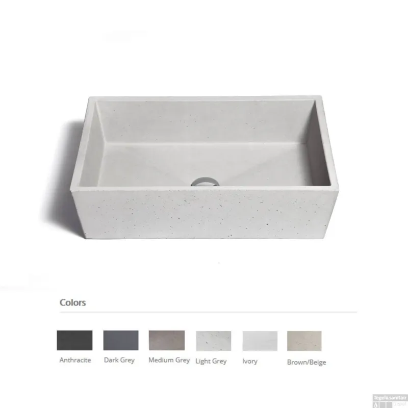 Uitverkoop Opzet Wastafel Urbi et Orbi Concis Beton 60x40x16 cm Antraciet