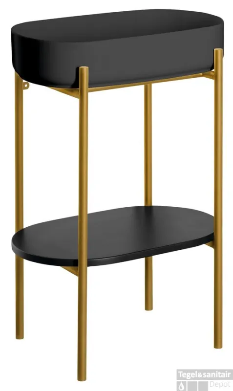 Koop Vandaag Wastafel met Onderplank Sapho Puno 55x86x36 cm Mat Goud