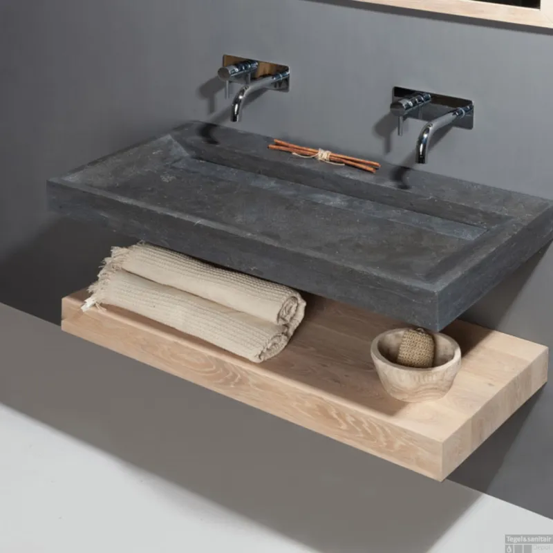 Wastafel Forzalaqua Stockholm Hardsteen Gezoet Met Kraangat 80,5x51,5x9,5 cm Tijdelijk Beschikbaar