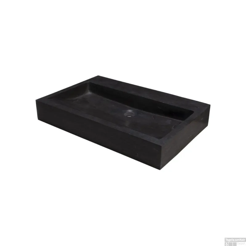 Wastafel Forzalaqua Oslo Hardsteen Gezoet Met 2 Kraangaten 80,5x51,5x9,5 cm Speciale Aanbieding