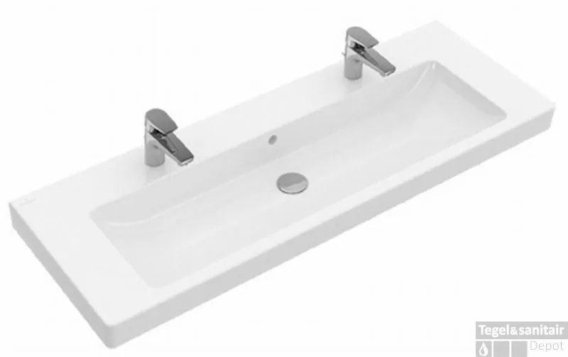 Snelle Levering Villeroy & Boch Subway 2.0 Meubelwastafel 130x47 2xkraangat M/overloop Cerami Wit