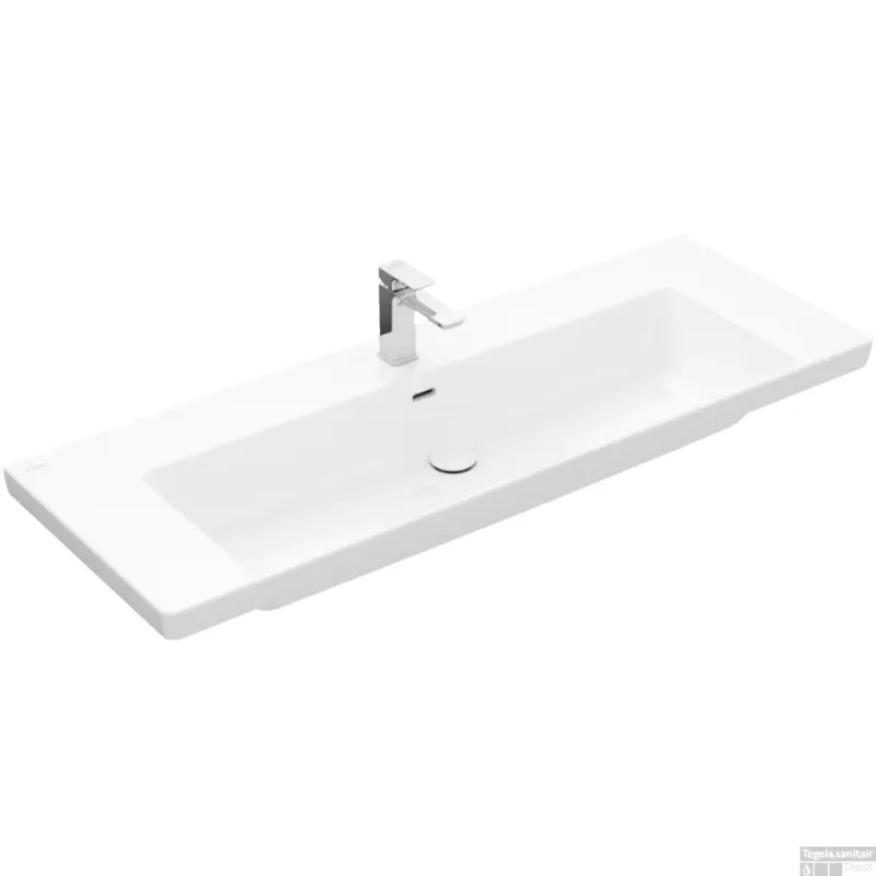 Wastafel Villeroy & Boch Subway 3.0 Met CeramicPlus 1 Kraangat Met Overloop 130x47x16.5 cm Wit Alpin Hete Deal