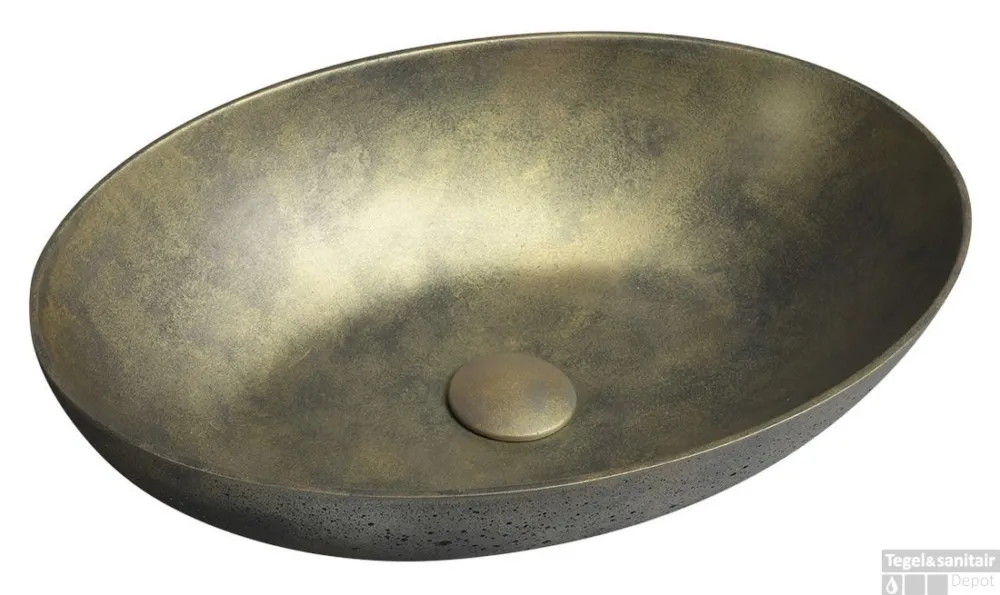 Vrijstaand Waskom Sapho Formigo 60x40 cm Goud Meest Verkocht