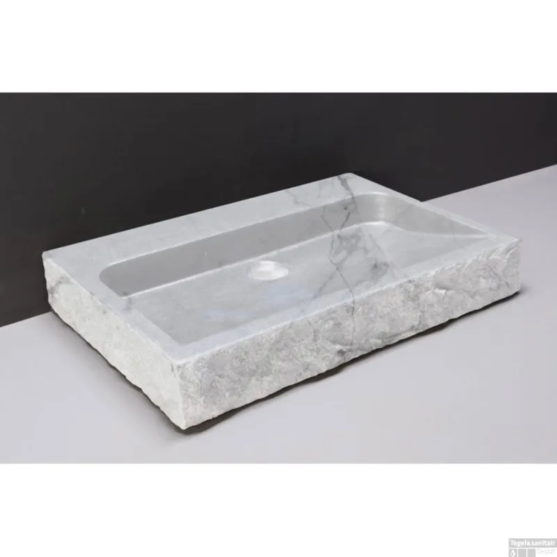 Bestseller Wastafel Forzalaqua Palermo Carrara Gepolijst & Gekapt 60x40x9 cm Zonder Kraangat