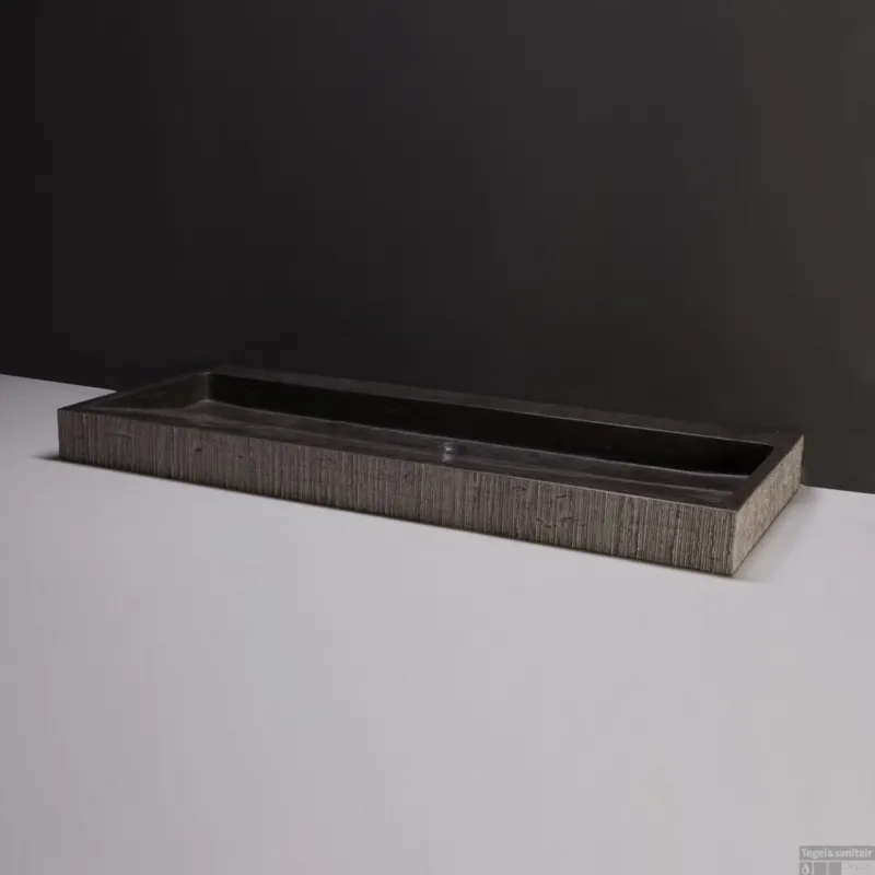 Wastafel Forzalaqua Oslo Hardsteen Gefrijnd Zonder Kraangat Antraciet 100,5x51,5x9 cm Korting