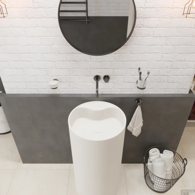 Waskom Ideavit Solidroll 45x45x90 cm Solid Surface Op Voetstuk Mat Wit Koop Online