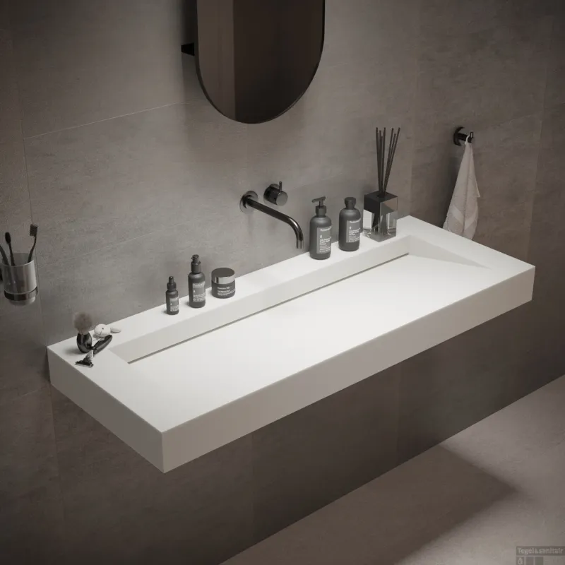 Wastafel Ideavit Solidsquare B-10 120x46x10 cm Solid Surface Mat Wit Lage Prijs
