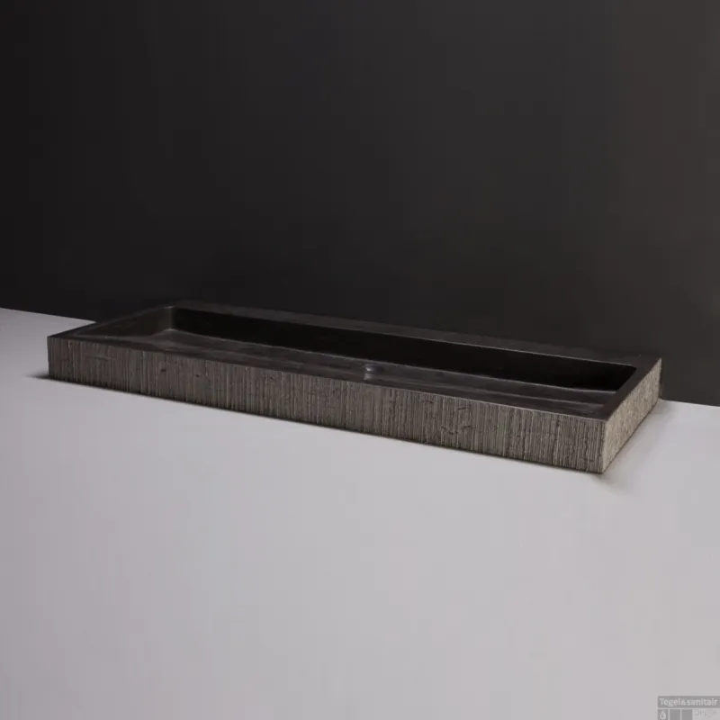 Finale Uitverkoop Wastafel Forzalaqua Oslo Hardsteen Gefrijnd Zonder Kraangat Antraciet 120,5x51,5x9 cm