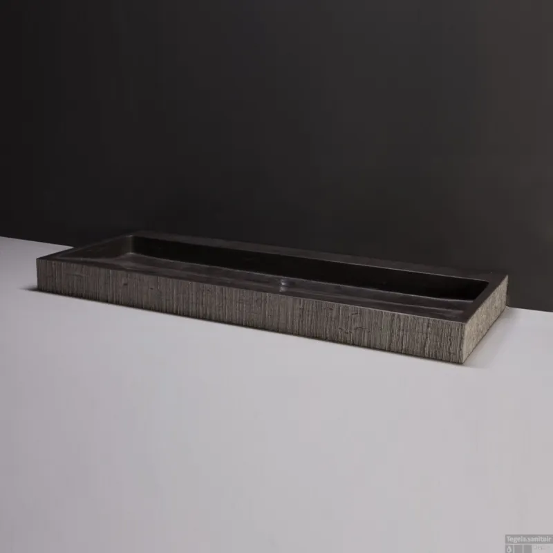 Wastafel Forzalaqua Oslo Hardsteen Gefrijnd Met Kraangat Antraciet 120,5x51,5x9 cm Snelle Levering