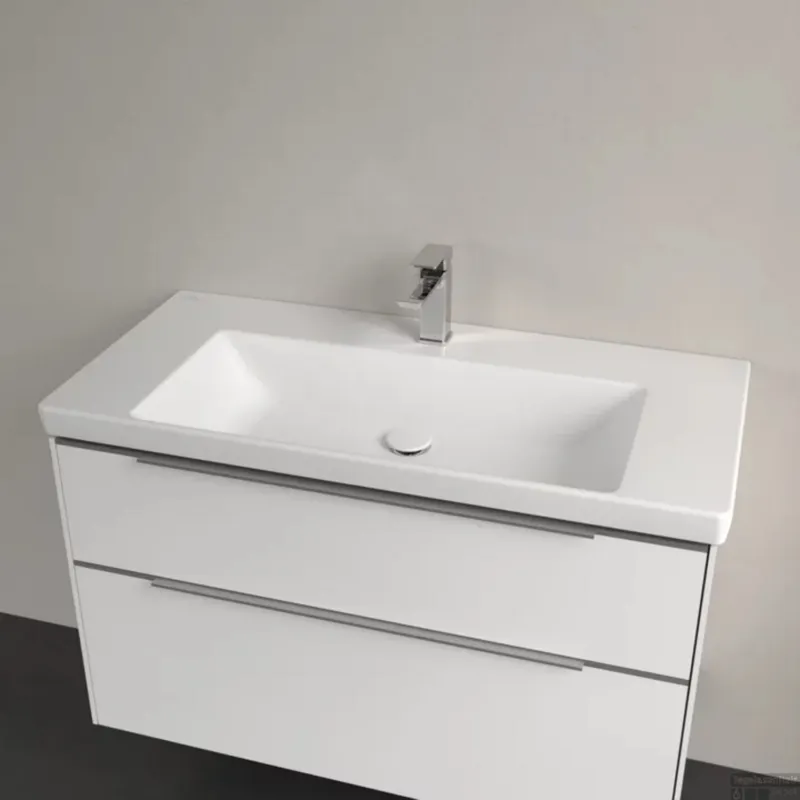 Wastafel Villeroy & Boch Subway 3.0 Met CeramicPlus 1 Kraangat Geen Overloop 100x47x16.5 cm Stone White Tijdelijk Beschikbaar