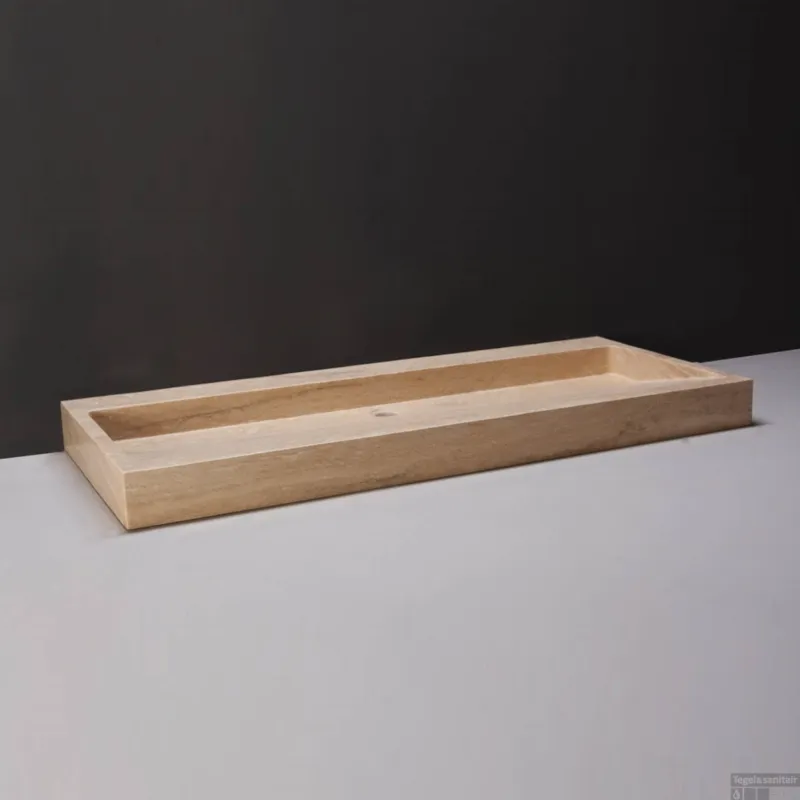Wastafel Forzalaqua Palermo Travertin Gezoet 2 Kraangaten Beige 120,5x51,5x9 cm Hete Deal