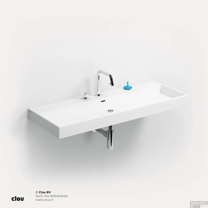 Aanbieding Wastafel Clou Wash Me 110x42x8 cm Keramiek Wit