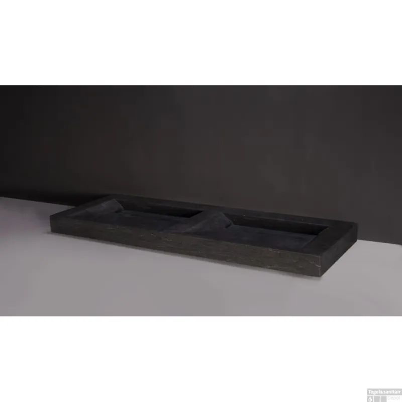 Wastafel Forzalaqua Stockholm Hardsteen Gezoet Met 2 Kraangaten 140,5x51,5x9,5 cm Hoge Kwaliteit