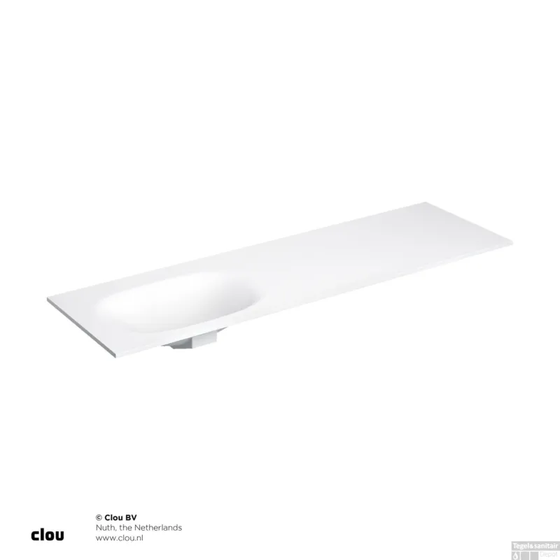 Koopje Clou Hammock Wastafelblad Enkele Waskom Links 160cm Compositie 18 Aluite Mat Wit