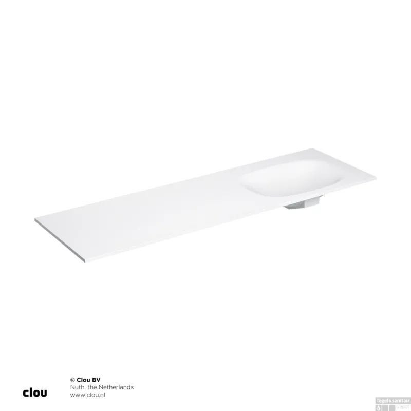 Rechtstreeks Van De Fabrikant Clou Hammock Wastafelblad Enkele Waskom Rechts 160cm Compositie 17 Aluite Mat Wit