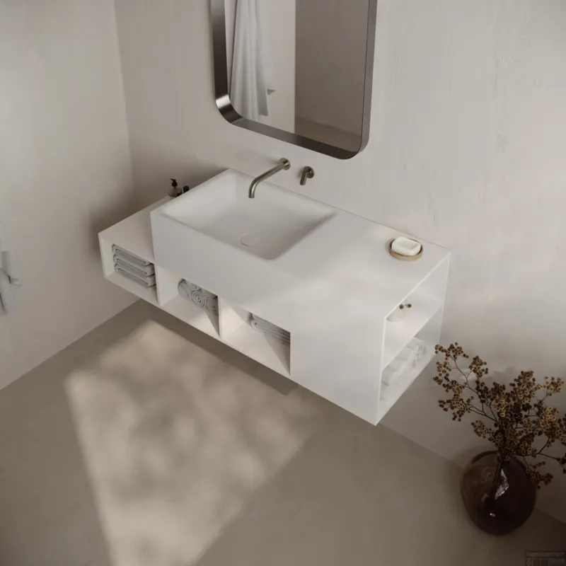 Wastafelset Ideavit Solidtetris met Opbergruimte 90x40x40 cm Solid Surface Mat Wit Favoriet