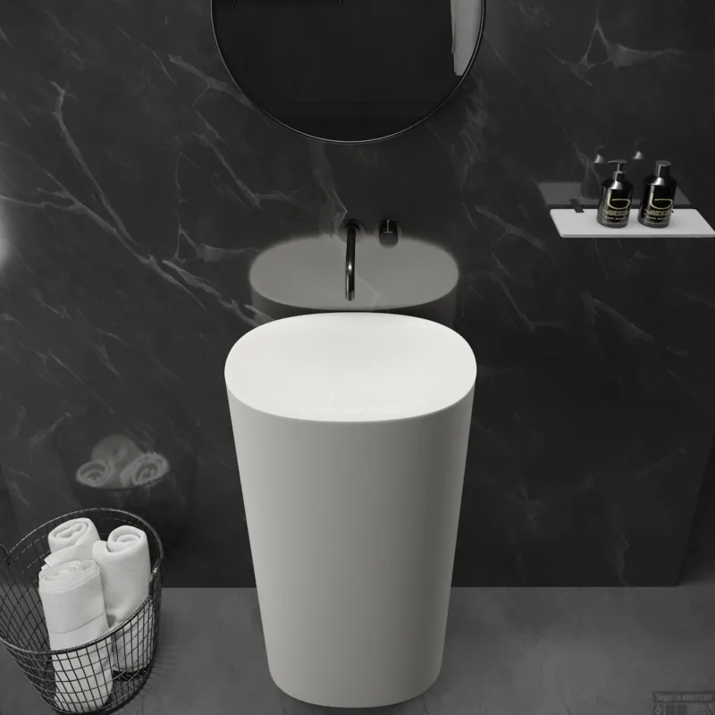 Weekendaanbieding Wastafel Ideavit Colidcliff Staand Model 50x35x90 cm Solid Surface Mat Wit