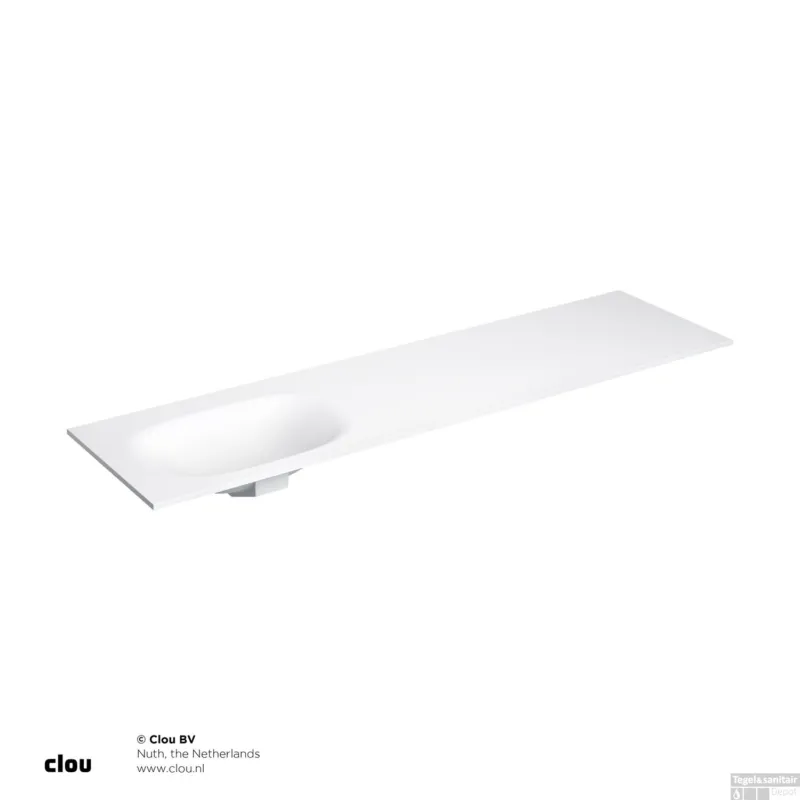 Flitsaanbieding Clou Hammock Wastafelblad Enkele Waskom Links 180cm Compositie 23 Aluite Mat Wit