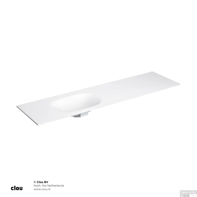 Clou Hammock Wastafelblad Enkele Waskom Links 180cm Compositie 32 Aluite Mat Wit Betrouwbaar