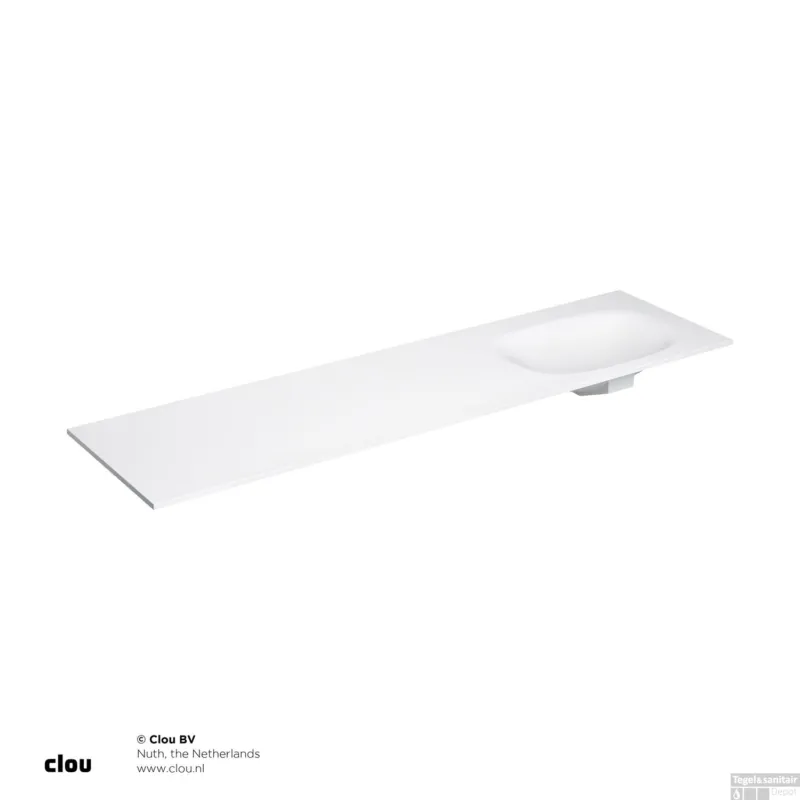 Finale Uitverkoop Clou Hammock Wastafelblad Enkele Waskom Rechts 180cm Compositie 21 Aluite Mat Wit