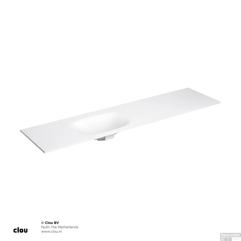 Clou Hammock Wastafelblad Enkele Waskom Links 190cm Compositie 36 Aluite Mat Wit Populair